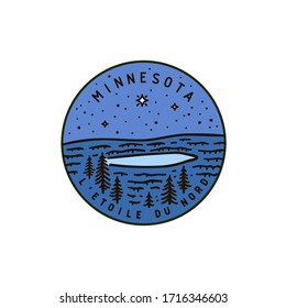 Vintage vector round label. Minnesota. Forest lake
