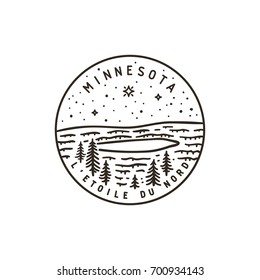 Vintage vector round label. Minnesota. Forest lake.