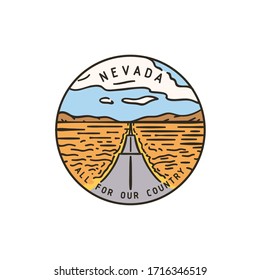 Vintage Vector Round Label. Nevada Road. Desert
