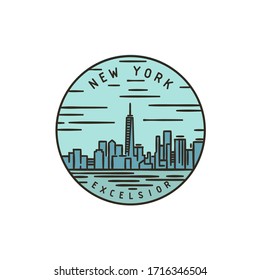 Vintage vector round label. New York. City