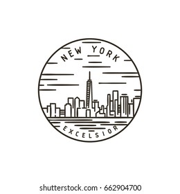 Vintage vector round label. New York. City.