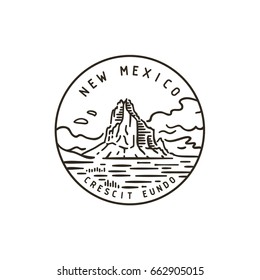 Vintage vector round label. New Mexico. Shiprock.