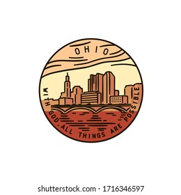 Vintage vector round label. Ohio city. Columbus