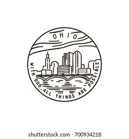 Vintage vector round label. Ohio. Columbus.
