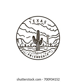 Vintage Vector Round Label. Texas. Desert.