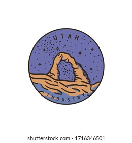 Etiqueta redonda vectorial vintage. Utah. Parque Nacional Arches