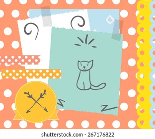 Vintage vector scrapbooking set