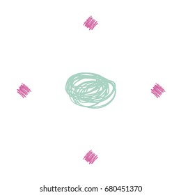 Vintage vector scribble hipster pattern. Mint green and pink hand drawn doodles on a white background. Children's jeans or shirt fashion design. Modern original simple background trendy funky colors.