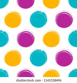 Vintage vector seamless background brush stroke colorful circles