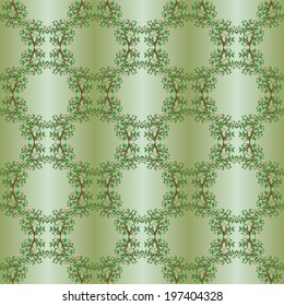 Vintage vector seamless background with trees.  Royal wallpaper.