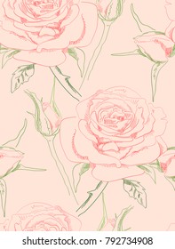 Vintage vector seamless background whith roses