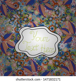 Vintage. Vector. Seamless Doodles white, blue and neutral on colors. Stylish fabric pattern.