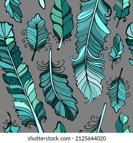 Vintage vector seamless feathers pattern