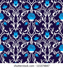 Vintage vector seamless flower pattern