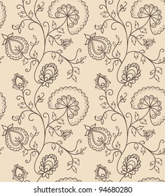 Vintage vector seamless flower pattern