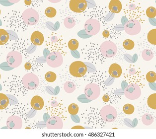 Vintage vector seamless pattern with colorful blueberries. 