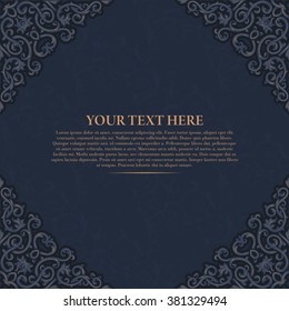 Vintage vector seamless pattern in east style.Place for text.Ornate element for design.Use for decoration wallpaper , design postcards , fabric .