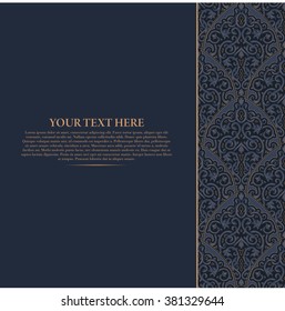 Vintage vector seamless pattern in east style.Place for text.Ornate element for design.Use for decoration wallpaper , design postcards , fabric .