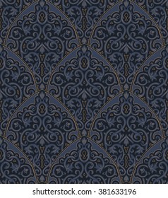 Vintage vector seamless pattern in east style.Place for text.Ornate element for design.Use for decoration wallpaper , design postcards , fabric .