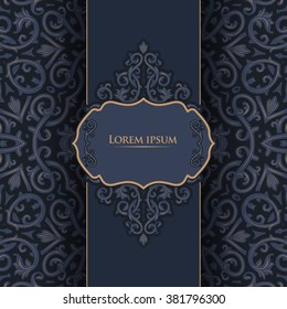 Vintage vector seamless pattern in east style.Place for text.Ornate element for design.Use for decoration wallpaper , design postcards , fabric .