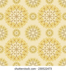 Vintage vector seamless pattern. Floral mandala ornament. 