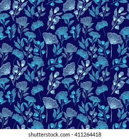 vintage vector seamless pattern with floral elements. summer peonies flower and leaf elements. herbal pattern