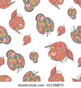 Vintage vector seamless pattern with hand-drawn feathers. Vector