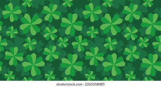 Vintage vector seamless pattern with lucky clover. Retro vector pattern with clovers for Patrick's day.