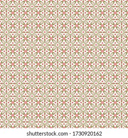 Vintage vector seamless pattern. Retro geometric flower ornament. Ethnic pink and green flowers pattern. Perfect for textile, scrapbooking, background or wrapping paper. 60th ornament.
