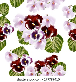 Vintage vector seamless wallpaper with violets flowers