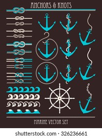 Vintage vector set of anchors and knots