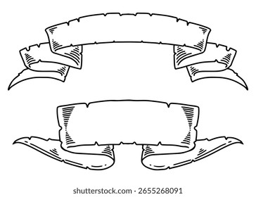 A vintage vector set of blank banners with ribbons and scroll elements for decoration