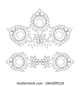 Conjunto vectorial vintage. Diseño decorativo de elementos y partes de encaje. Para crear un diseño. Conjunto vectorial de elementos de adorno floral al estilo art deco.