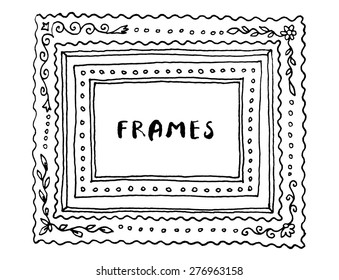 Vintage vector set of decorative frames for invitation card, postcard, greeting card. Collection of graphic design elements