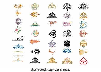 Vintage vector Set. Floral element for monogram, invitation, frame, menu, label and website design. Graphic element for design of catalogs and brochures of cafes, boutiques