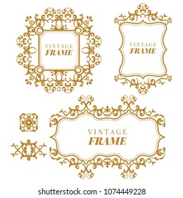 Vintage vector Set. Floral elements for design of monograms, invitations, frames, menus and labels