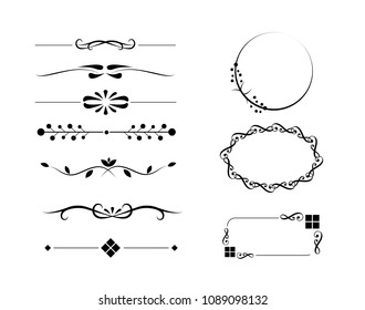 Vintage vector Set. Floral elements for design of monograms, invitations, frames, menus, labels and websites. Graphic elements for design of catalogs and brochures of cafes, boutiques