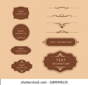 Vintage vector Set. Floral elements for design of monograms, invitations, frames, menus, labels and websites. Graphic elements for design of catalogs and brochures of cafes, boutiques