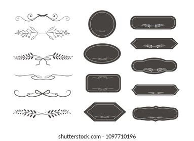 Vintage vector Set. Floral elements for design of monograms, invitations, frames, menus, labels and websites. Graphic elements for design of catalogs and brochures of cafes, boutiques.