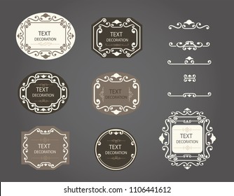 Vintage vector Set. Floral elements for design of monograms, invitations, frames, menus, labels and websites. Graphic elements for design of catalogs and brochures of cafes, boutiques.