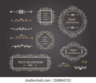 Vintage vector Set. Floral elements for design of monograms, invitations, frames, menus, labels and websites. Graphic elements for design of catalogs and brochures of cafes, boutiques.