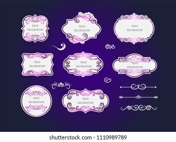 Vintage vector Set. Floral elements for design of monograms, invitations, frames, menus, labels and websites. Graphic elements for design of catalogs and brochures of cafes, label, boutiques.