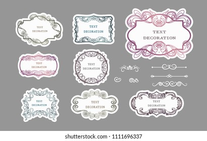 Vintage vector Set. Floral elements for design of monograms, invitations, frames, menus, labels and websites. Graphic elements for design of catalogs and brochures of cafes, label, boutiques.