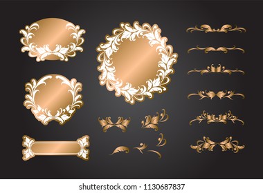 Vintage vector Set. Floral elements for design of monograms, invitations, frames, menus, labels and websites. Graphic elements for design of catalogs and brochures of cafes, boutiques.