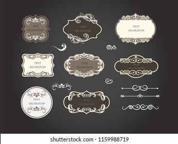 Vintage vector Set. Floral elements for design of monograms, invitations, frames, menus, labels and websites. Graphic elements for design of catalogs and brochures of cafes, label, boutiques.