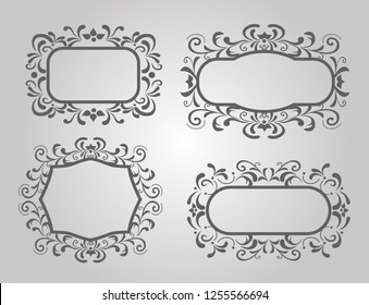 Vintage vector Set. Floral elements for design of monograms, invitations, frames, menus, labels and websites. Graphic elements for design of catalogs and brochures of cafes, boutiques.