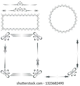 Vintage vector Set. Floral elements for design of monograms, invitations, frames, menus, labels and websites. Graphic elements for design of catalogs and brochures of cafes, boutiques
