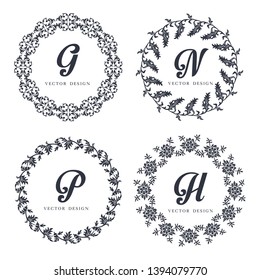 Vintage vector Set. Floral elements for design of monograms, invitations, frames, menus, labels and websites. For design of catalogs and brochures of cafes, boutiques. Retro style.