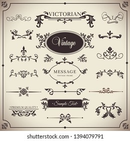 Vintage vector Set. Floral elements for design of monograms, invitations, frames, menus, labels and websites. For design of catalogs and brochures of cafes, boutiques. Retro style.