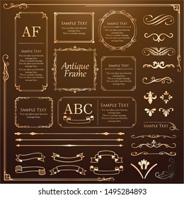 Vintage vector Set. Floral elements for design of monograms, invitations, frames, menus, labels and websites. Graphic elements for design of catalogs and brochures of cafes, boutiques